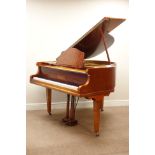 Late 20th century mahogany cased baby grand piano, iron framed and overstrung,