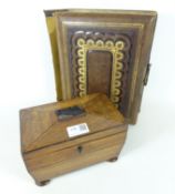 Early 19th Century mahogany inlaid tea caddy the lining embossed W.