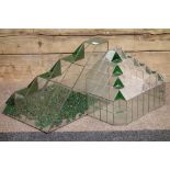 Two pyramid shaped interlocking leaded glass terrariums,