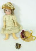 Armand Marseille Bisque Head Floradora Doll, with sleeping eyes, and open mouth with four teeth,