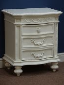Ivory finish Disney Princess three drawer pedestal chest, W61cm, H72cm,