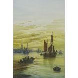'Sunset Grimsby', watercolour signed and titled John Francis Branegan (British 1843-1909),