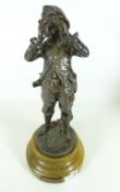 20th Century Bronze figure of a boy yelling, inscribed and signed L.