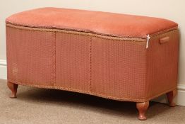Lloyd Loom style wicker ottomans with upholstered hinged seat,