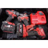 Milwaukee four piece cordless set in box and carry bag, M18CPD drill,