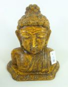 Carved wooden Buddha, H34cm Condition Report <a href='//www.davidduggleby.