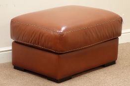 Rectangular footstool upholstered in brown leather Condition Report <a