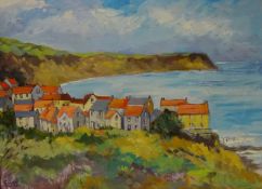 Robin Hood's Bay, 20th century oil on board signed with initials EB and dated '92,