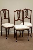 Set three Edwardian walnut chairs on cabriole legs Condition Report <a
