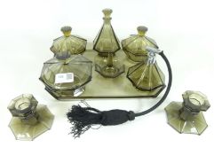 Art Deco glass dressing table set Condition Report <a href='//www.