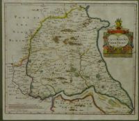 'The East Riding of Yorkshire', 17th century map by Robert Morden hand coloured 38cm x 43.