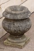 20th century marble urn with carved decoration,