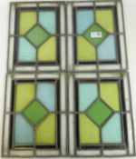 Set of four small leaded glass panels 27cm x 22.