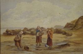 'Yorkshire Fisherfolk', watercolour signed, titled and dated 1894 by Kate E Booth (British fl.