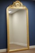Large French style gilt carved wood framed bevelled edge wall mirror,