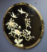 Chinese lacquered carved shell circular panel D76cm Condition Report <a
