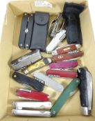 Swiss army knives and other folding/ multi tools in one box Condition Report <a