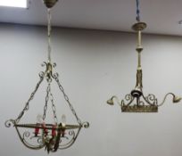 Two ornate gilt metal centre light fittings (2) Condition Report <a href='//www.
