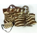 Two Zebra skin handbags and a matching purse (3) Condition Report <a