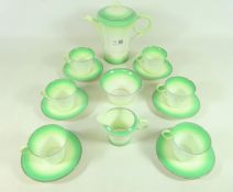 Shelley Art Deco coffee set for six Condition Report Two cups and the cream jug