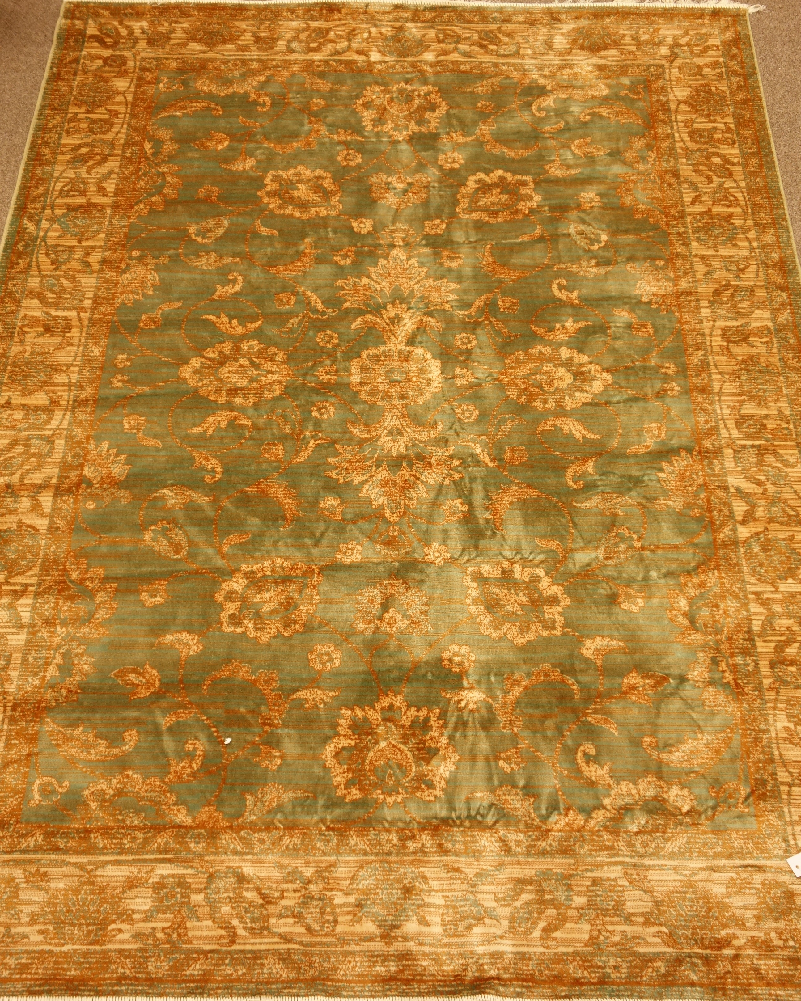 Persian Ziegler design green and beige ground rug/wall hanging,
