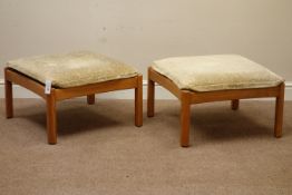 Pair Ercol light elm footstools with upholstered cushion Condition Report <a