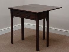 Late 18th century walnut side table with single drawer, on moulded supports,