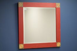Stained beech framed wall mirror with parquetry inlay by Toby Winteringham,