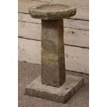 Three piece Yorkshire stone bird bath with octagonal shaped top,