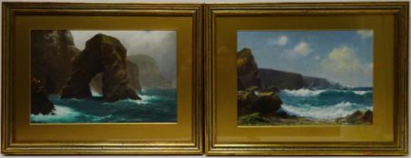 Dorset Coastal Scenes, pair 20th century oils on board signed by James H C Millar (fl.