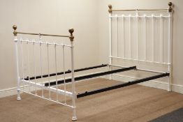Victorian style brass and white painted 4' 6'' double bedstead Condition Report