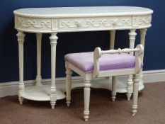 Ivory finish Disney Princess dressing table with single drawer and matching stool, W122cm, H77cm,