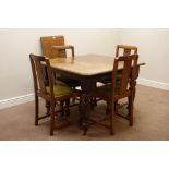 Edwardian oak telescopic extending dining table (W102cm,