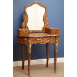 Late 20th century Italian style rosewood and kingwood marquetry dressing table,