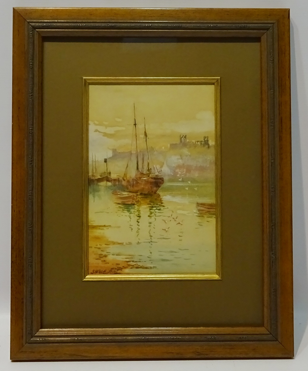 Whitby Harbour, watercolour signed by John Wayne Williams (British 1906-), 23. - Image 2 of 2