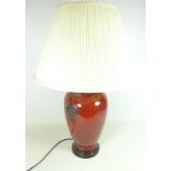 Large Sang De Boeuf glazed table lamp,