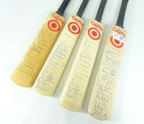 Four autographed miniature Cricket bats signed by Yorkshire Cricket teams (4) Condition