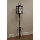 Wrought metal candle stand with lantern, H136cm Condition Report <a href='//www.