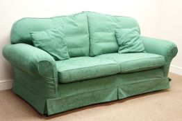 Multi-York traditional shaped sofa (W210cm), and matching pair armchairs (W110cm),