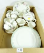 Royal Worcester 'June Garland' tea service and a set of six Royal Doulton Berkshire dinner plates