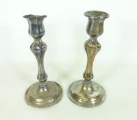 Pair of Victorian hallmarked silver candlesticks, H22.