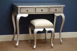 La Rochelle French style matt silver dressing table (W91cm) with stool Condition Report