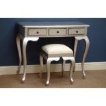 La Rochelle French style matt silver dressing table (W91cm) with stool Condition Report