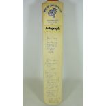 Cricket bat signed by various cricketers, including Mike Gatting,