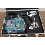 Makita BHP452 LXT cordless percussion-driver drill with battery charger and carry case