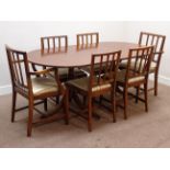 Regency style mahogany twin pillar dining table with leaf (H75cm,