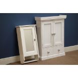 Painted pine wall cabinet (W68cm) and a white finish bathroom cabinet (2) Condition