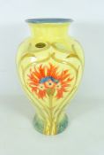 Old Tupton Ware Moorcroft style vase with tropical flower decoration, H36.