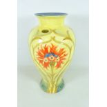 Old Tupton Ware Moorcroft style vase with tropical flower decoration, H36.