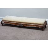 Victorian walnut hearth footstool carved detail,